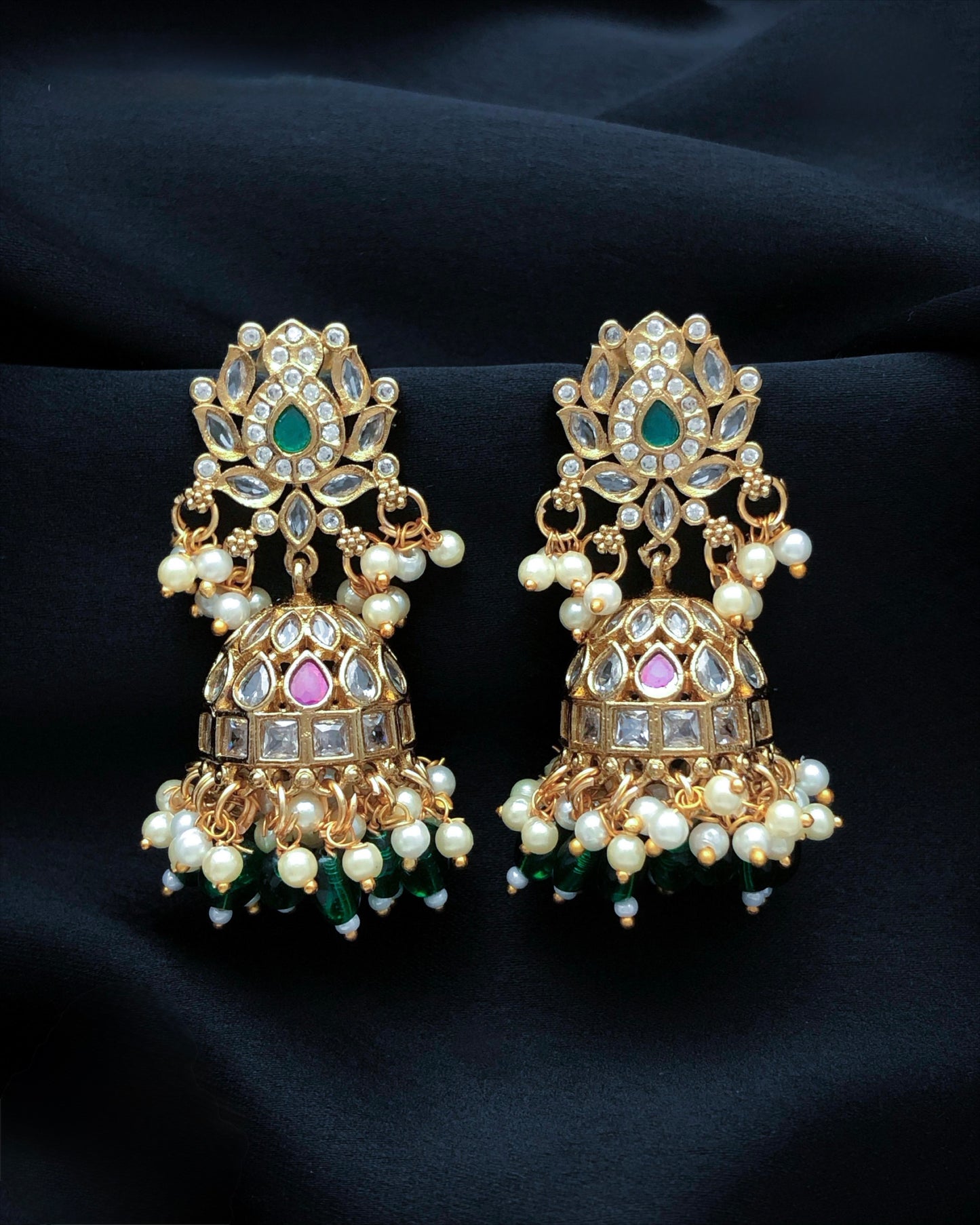 Gold plated American Diamond jhumki