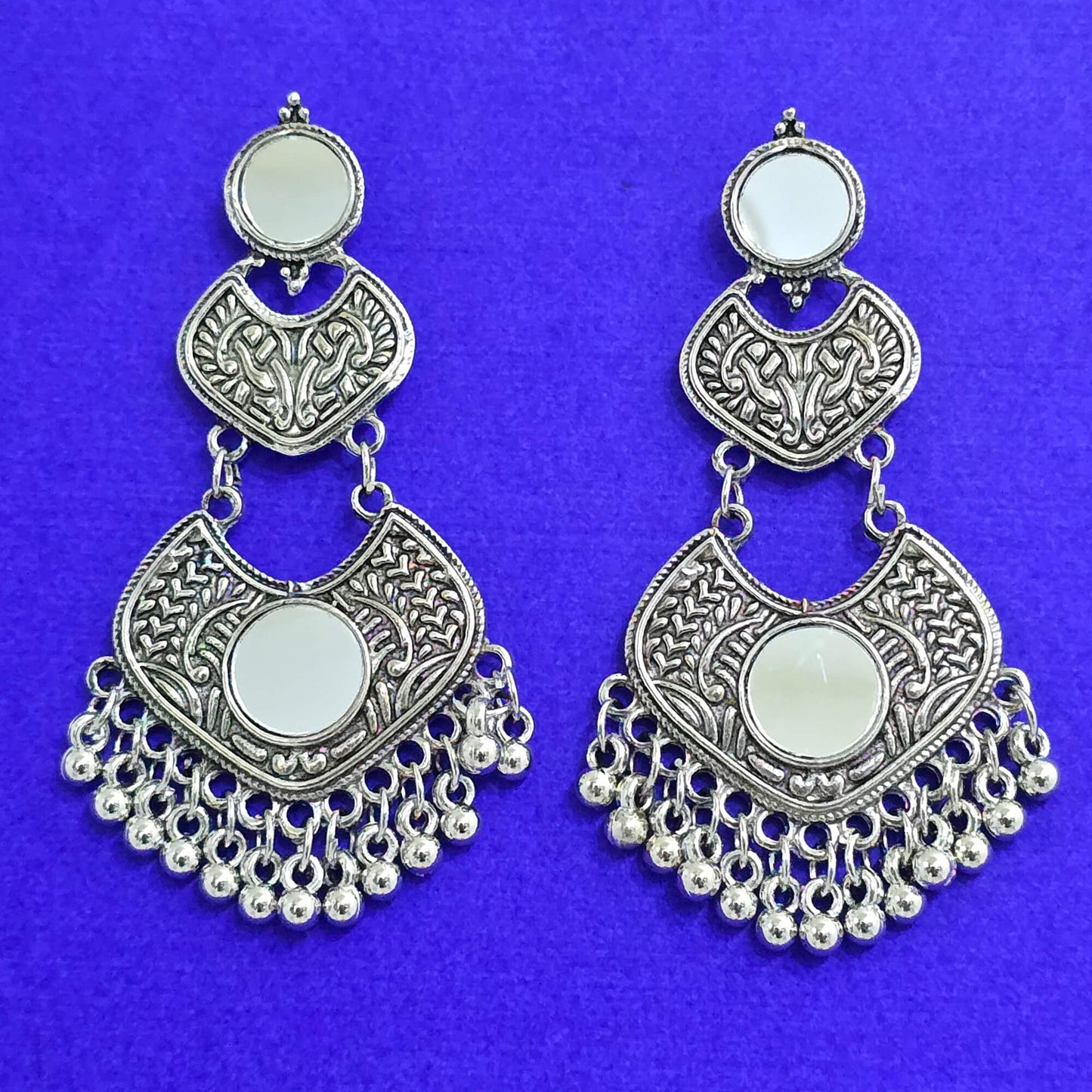 Oxidised plated silver earrings