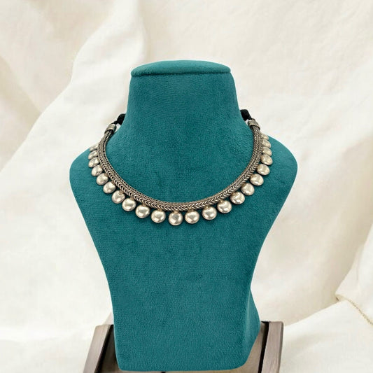 Silver oxidized necklace