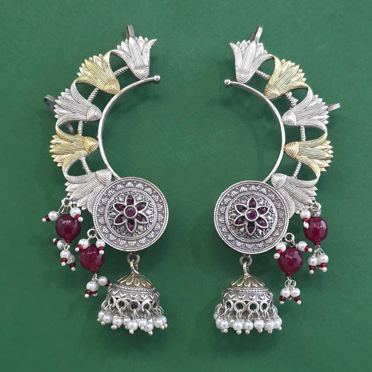 2tone oxidized silver earcuffs