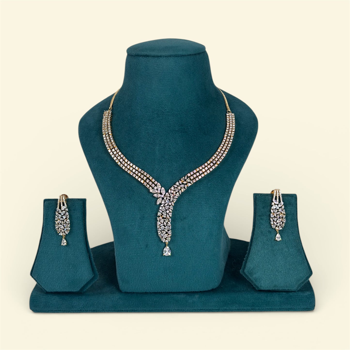 2tone American Diamond necklace set