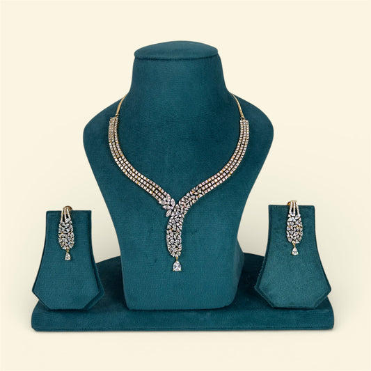 2tone American Diamond necklace set