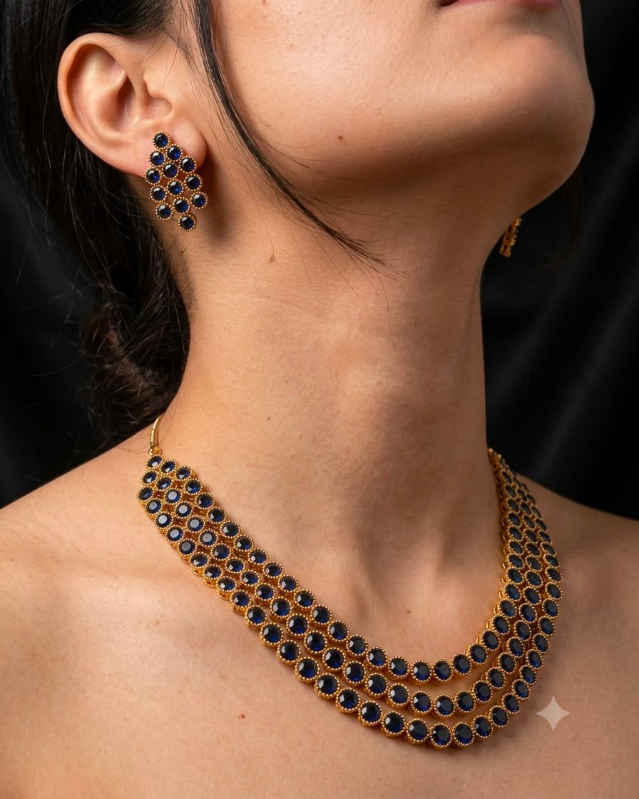 Gold plated 3layer necklace set
