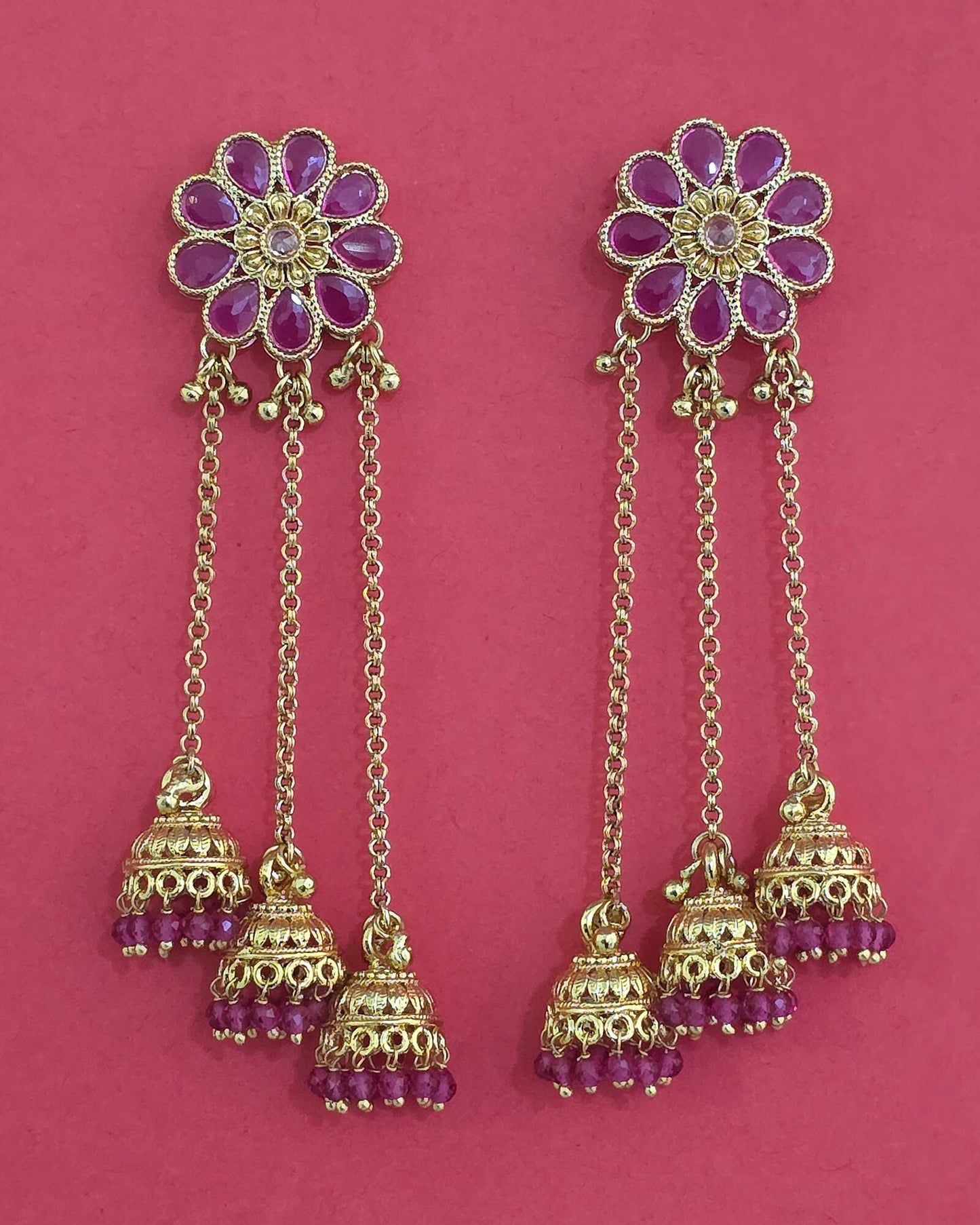 Gold plated long jhumki