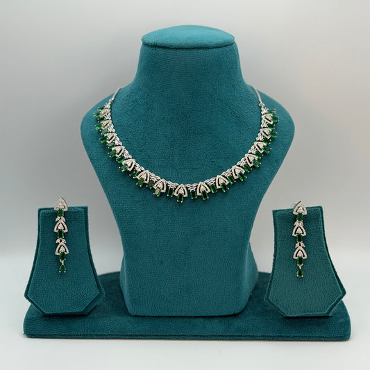 Silver American Diamond necklace set
