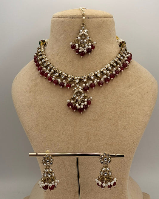 Mehndi plated kundan necklace set