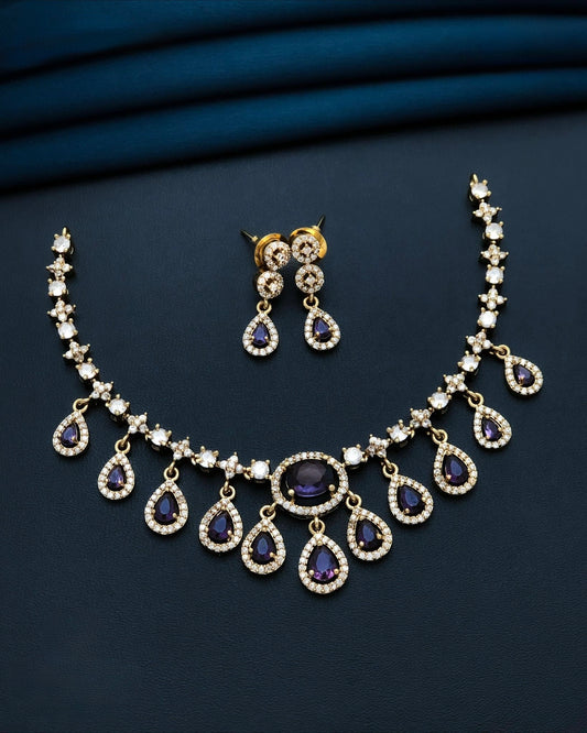 Gold plated American Diamond necklace set