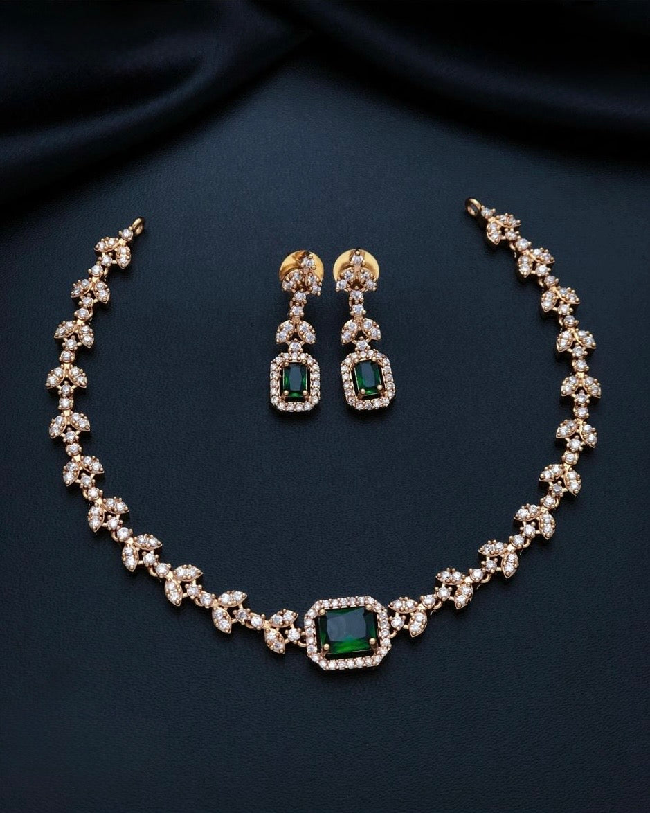 Gold plated American Diamond necklace set