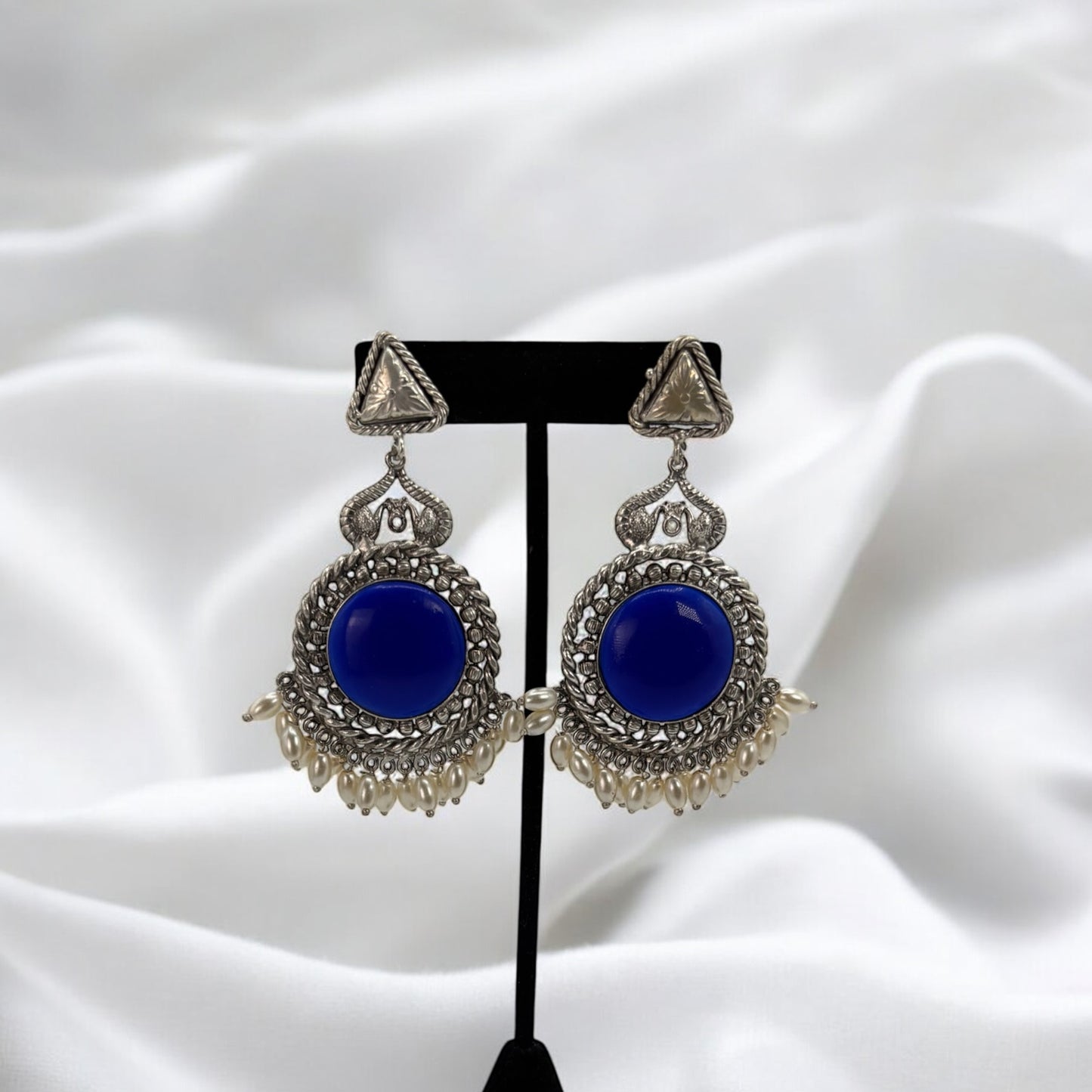 German silver oxidized earrings