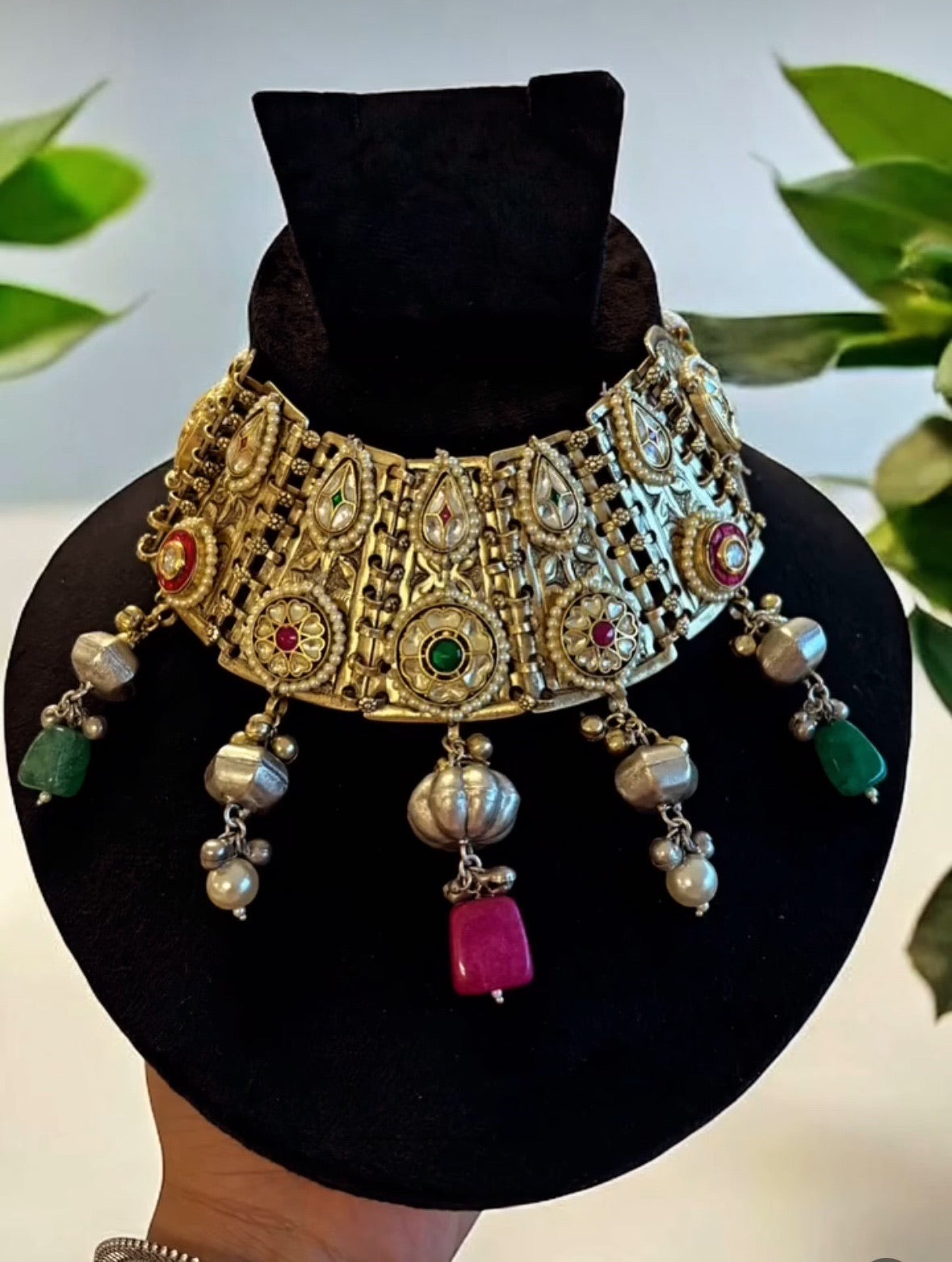 Gold plated statement necklace set