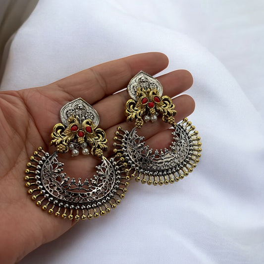 German silver 2tone chandbali/earrings