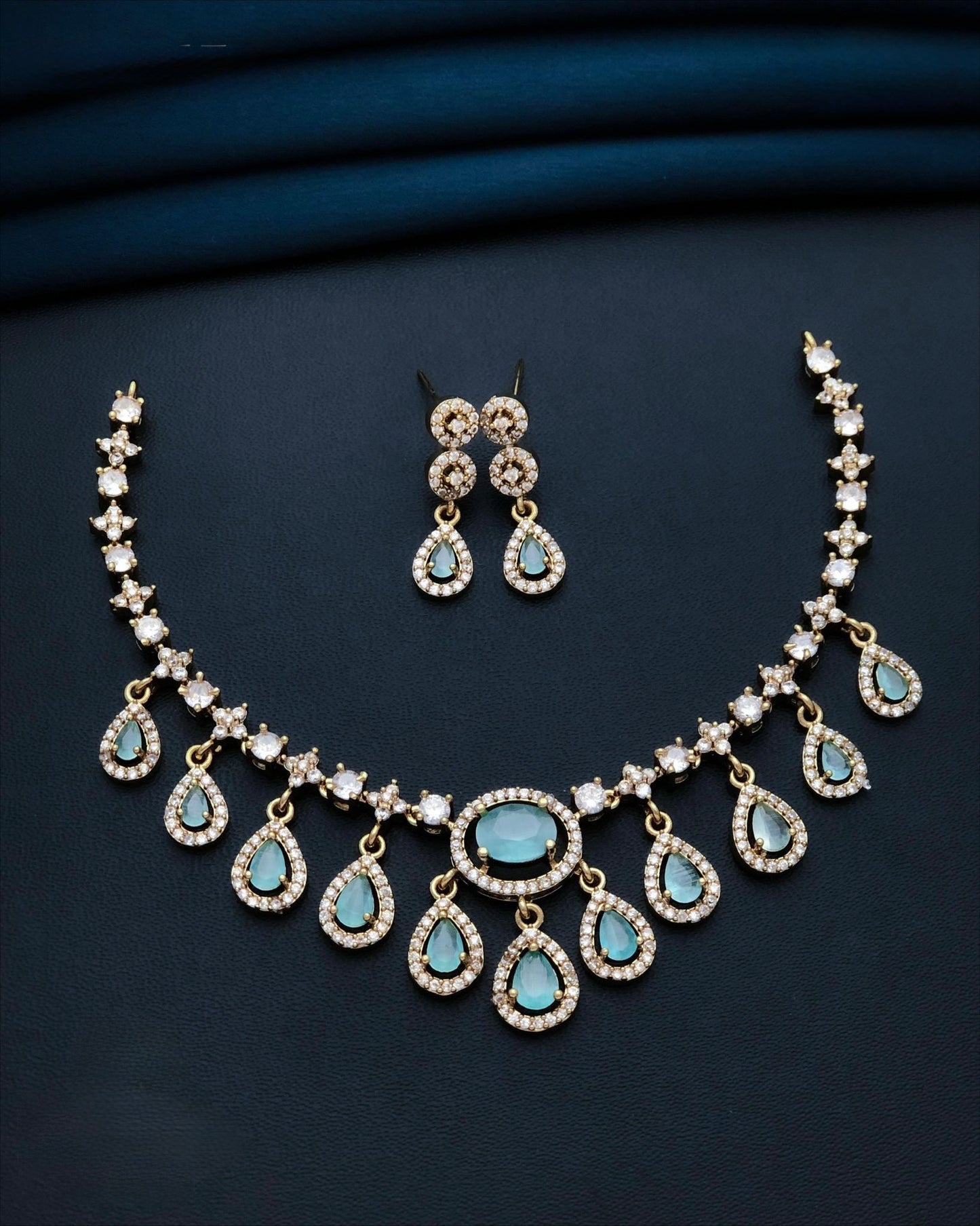 Gold plated American Diamond necklace set