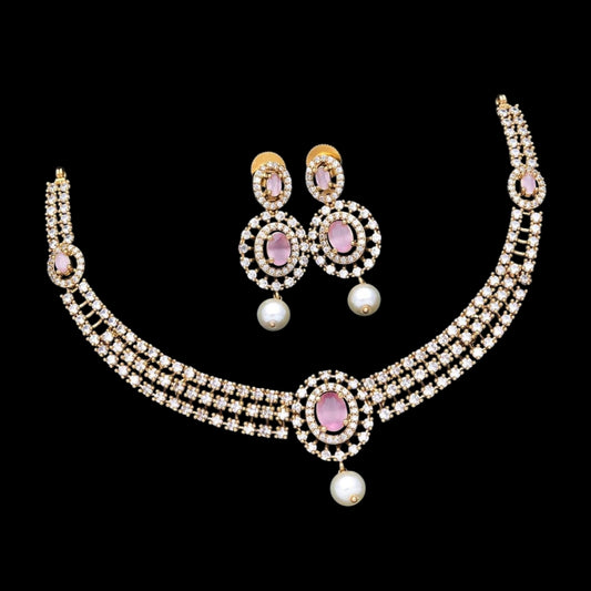 Gold plated necklace set with matt finish