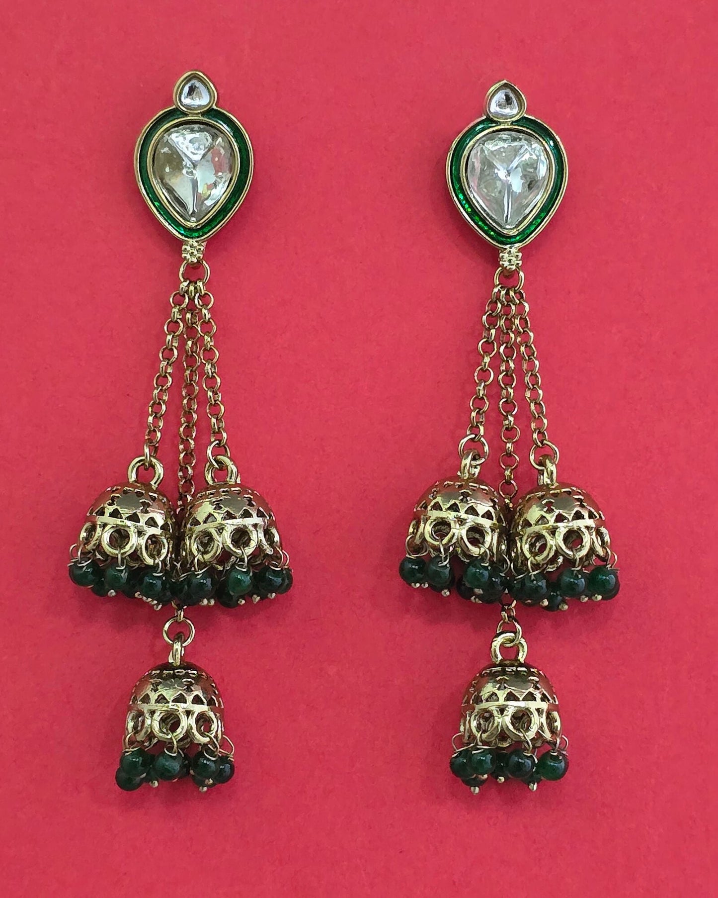 Mehndi plated long jhumki