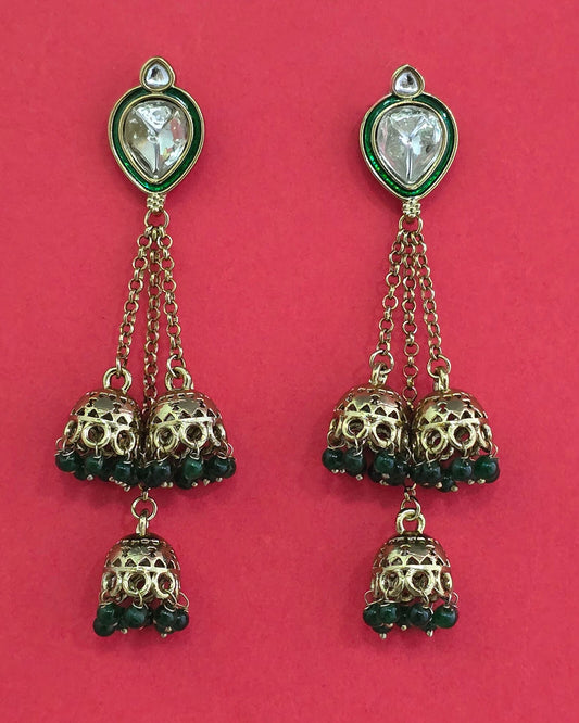 Mehndi plated long jhumki