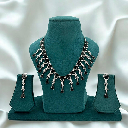 Black American Diamond necklace set