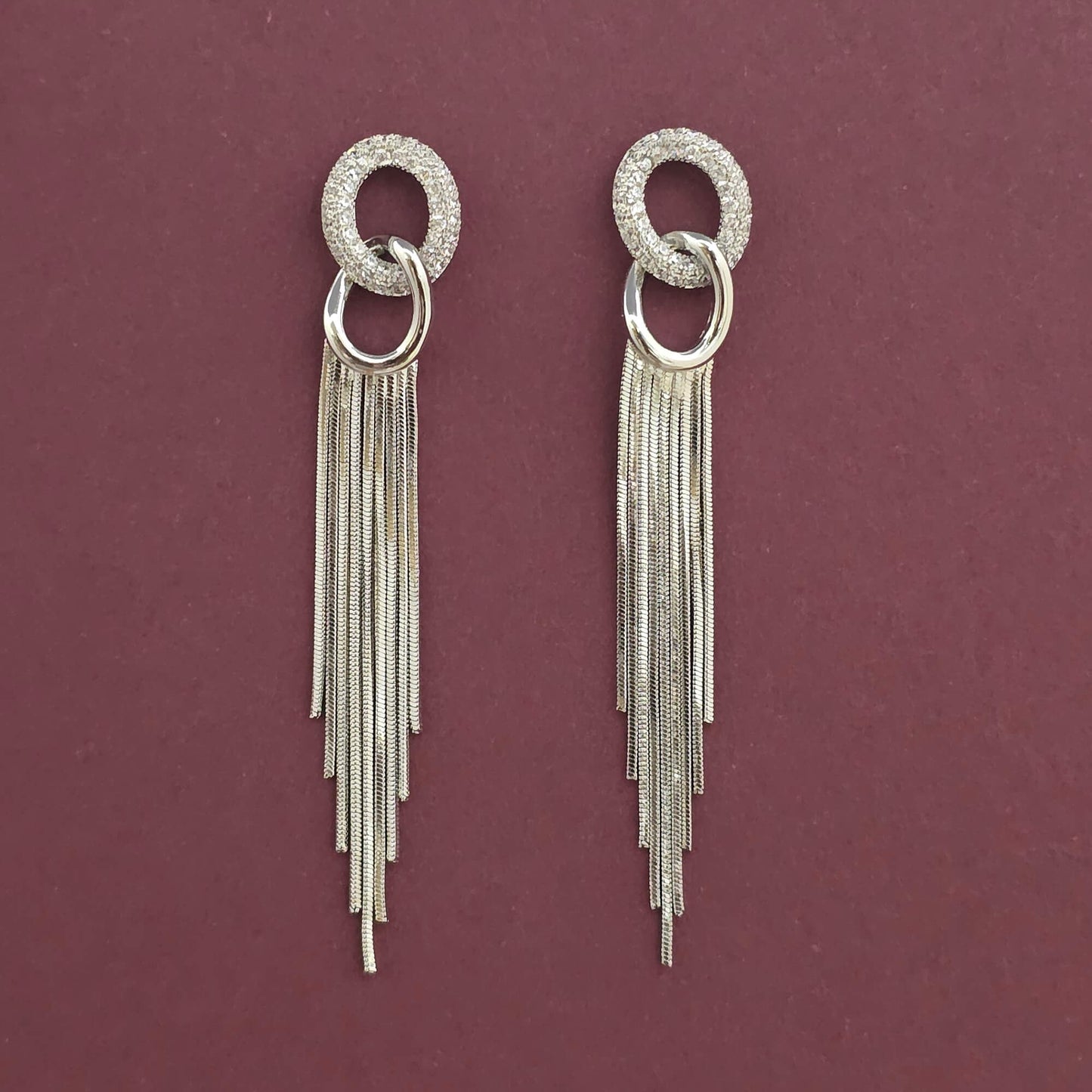 Silver long earrings
