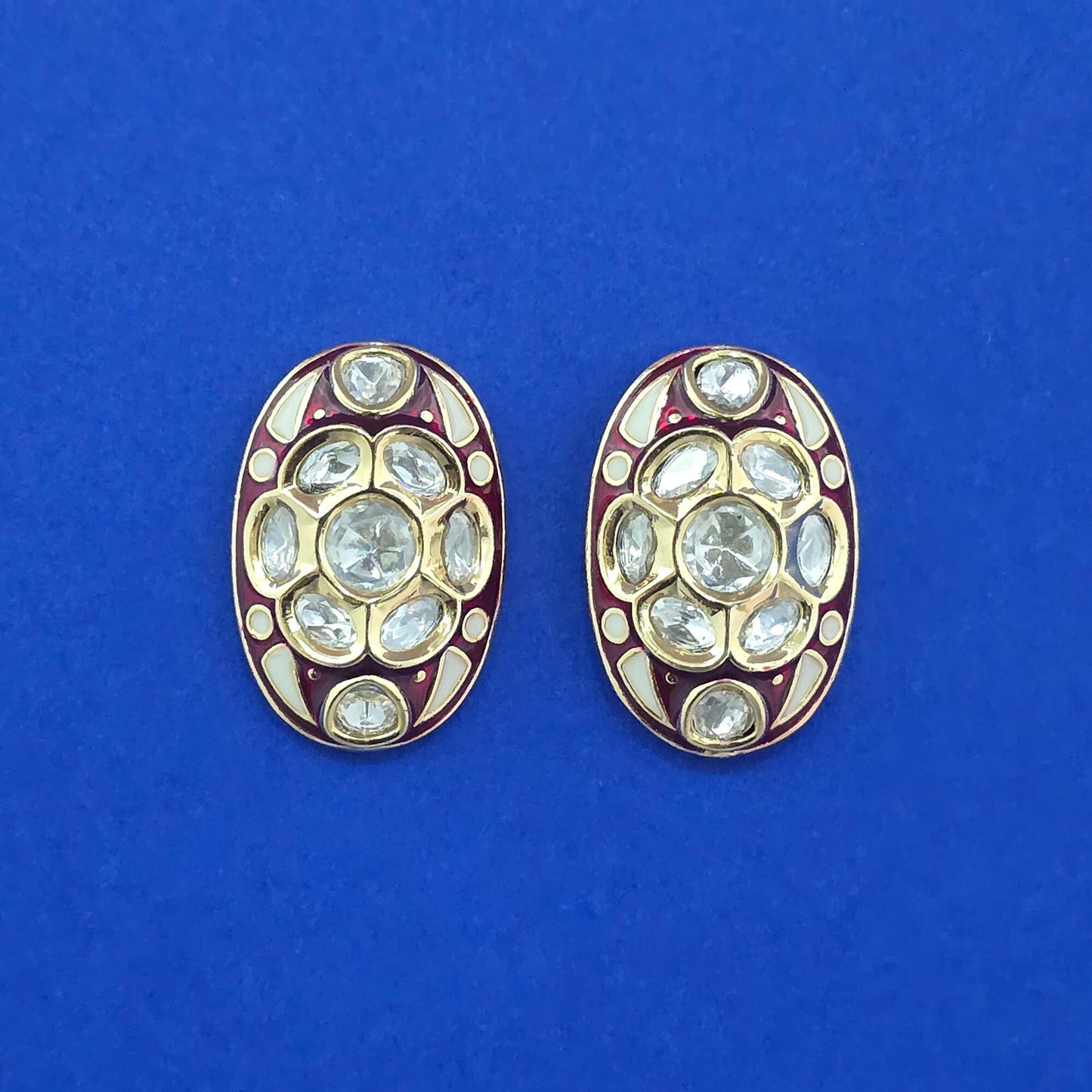 Gold plated kundan meenakari studs