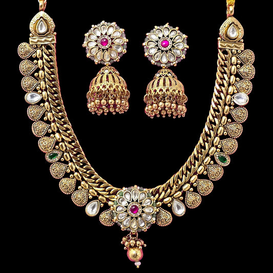 Antique gold plated necklace set