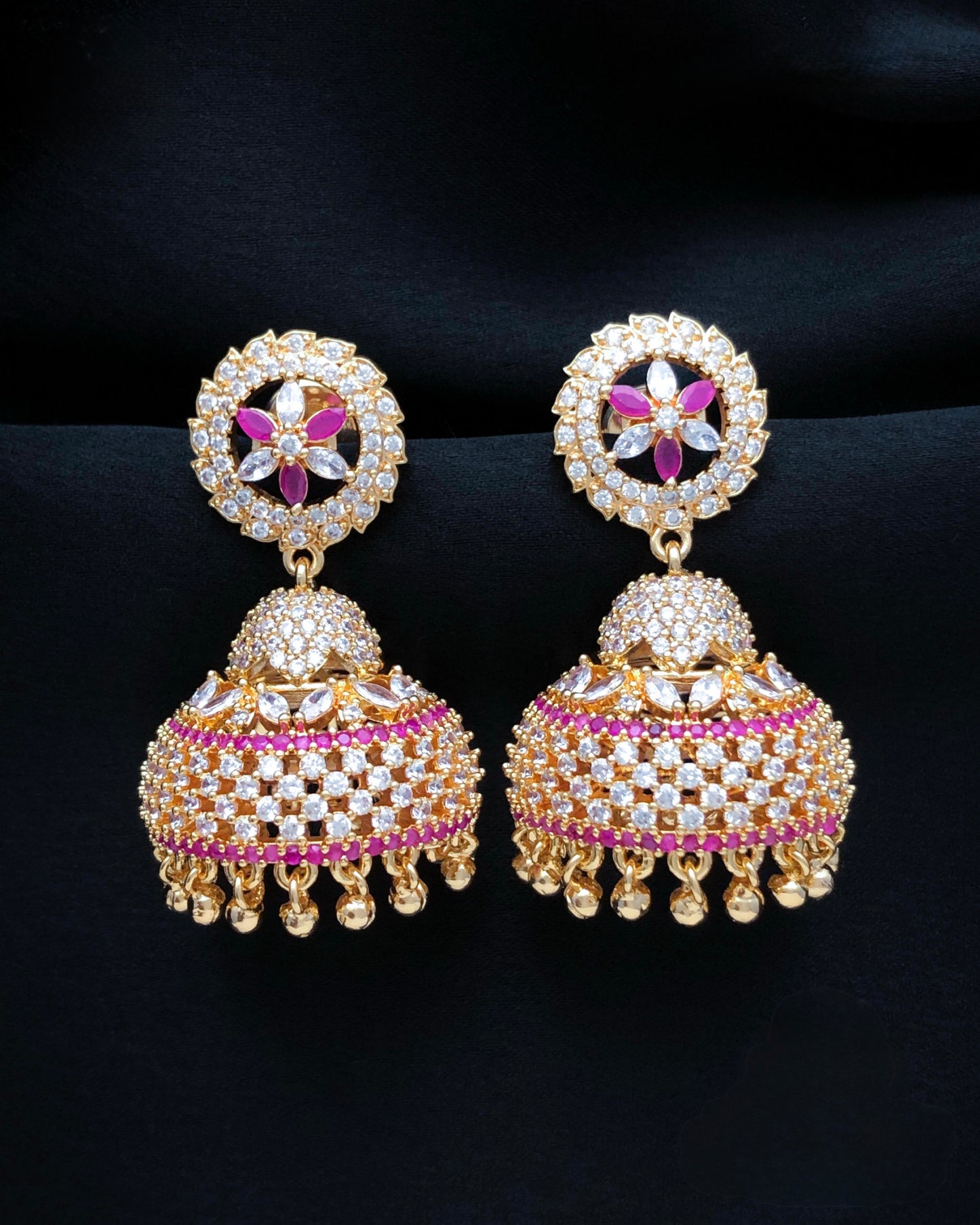 Gold plated American Diamond jhumki