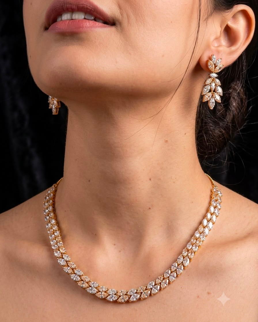 2tone American Diamond necklace set