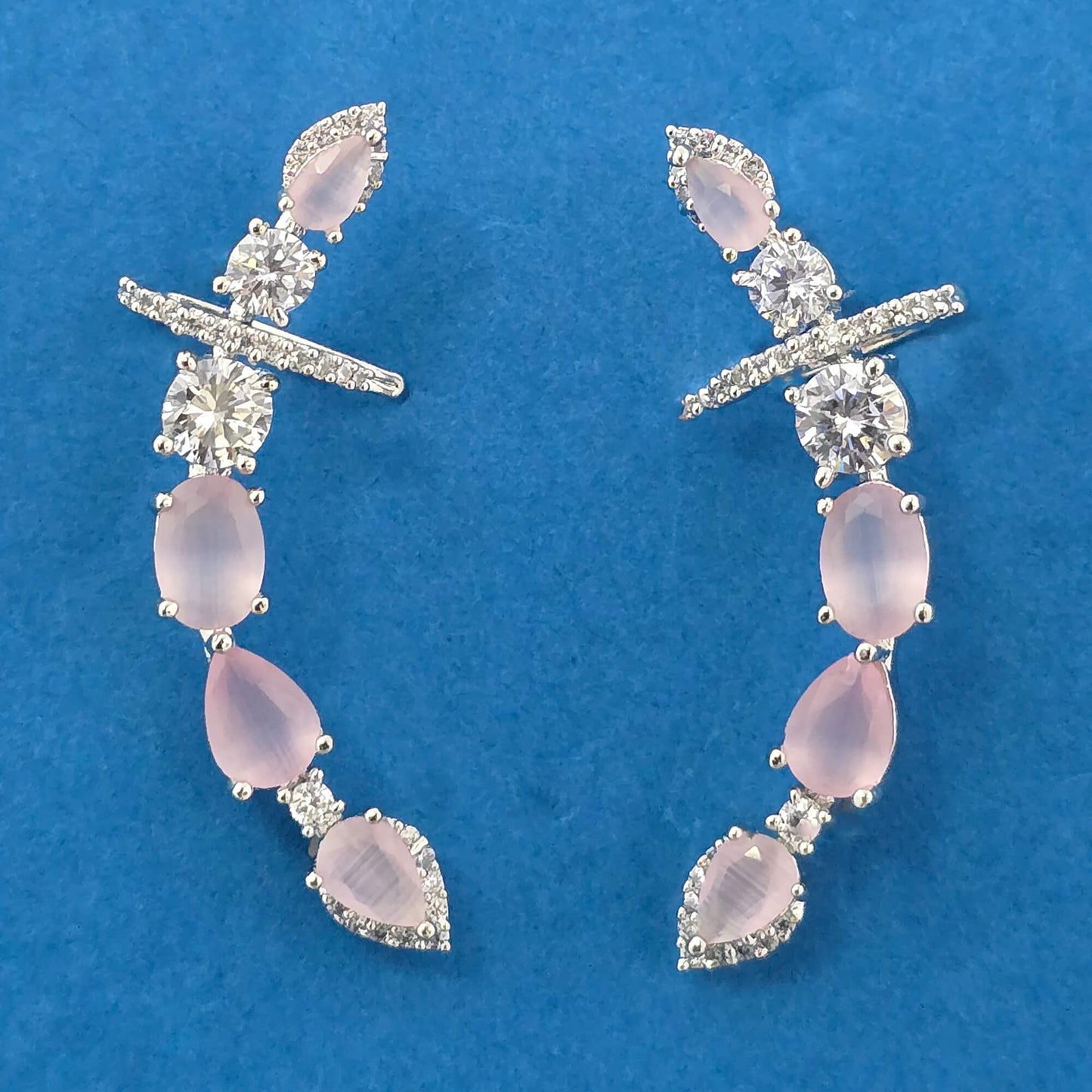Silver American Diamond ear cuffs
