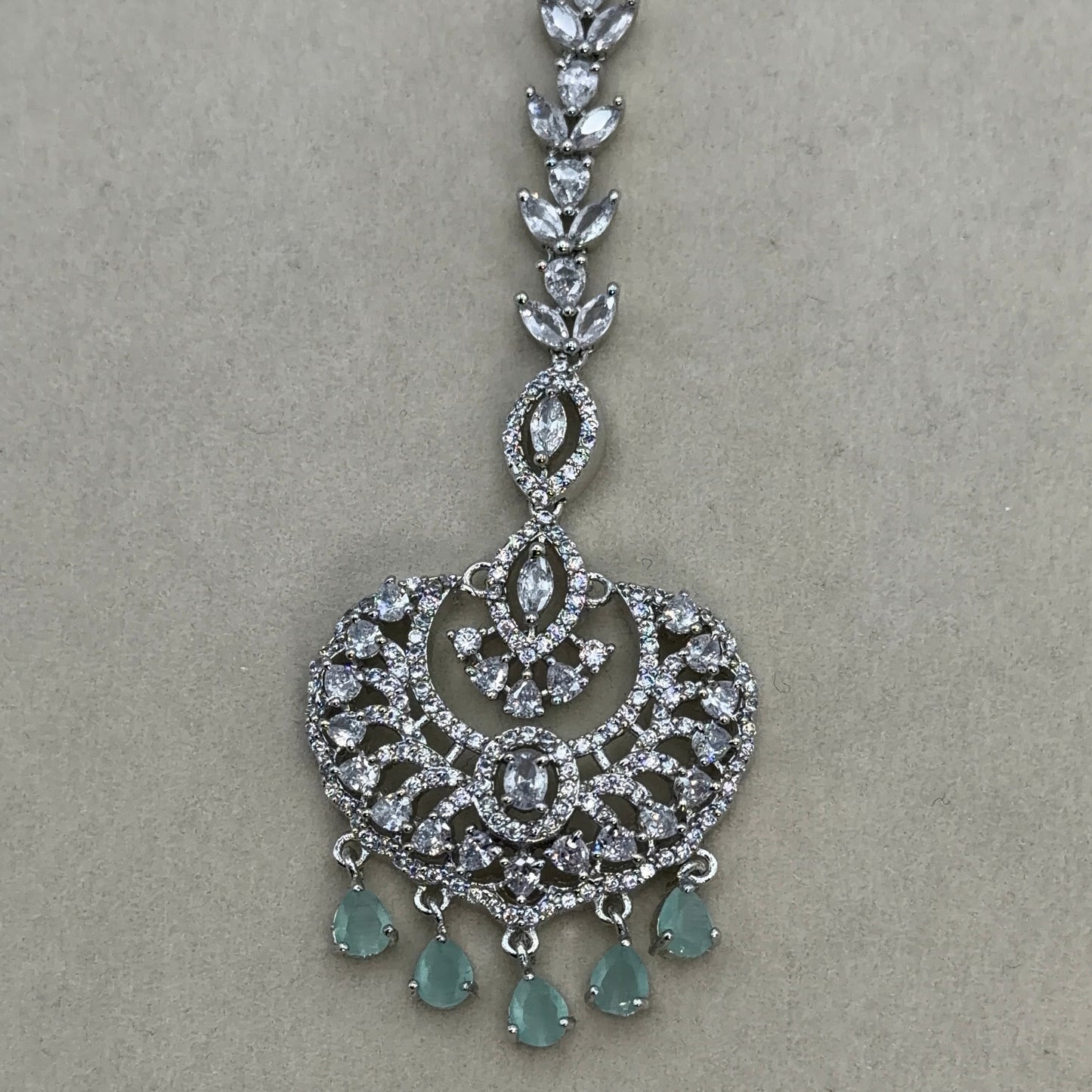 Silver American Diamond mang tikka