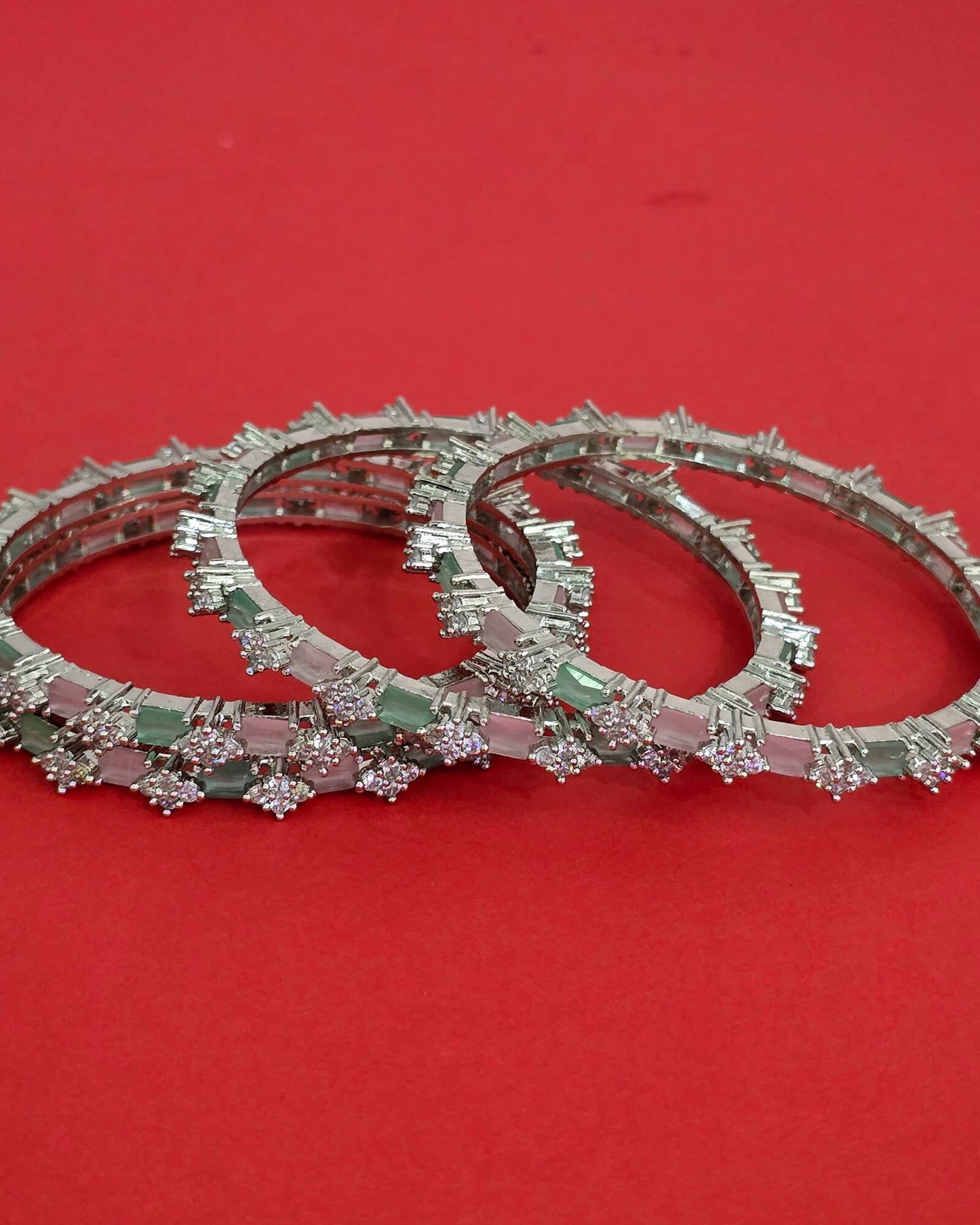Silver plated American Diamond bangles