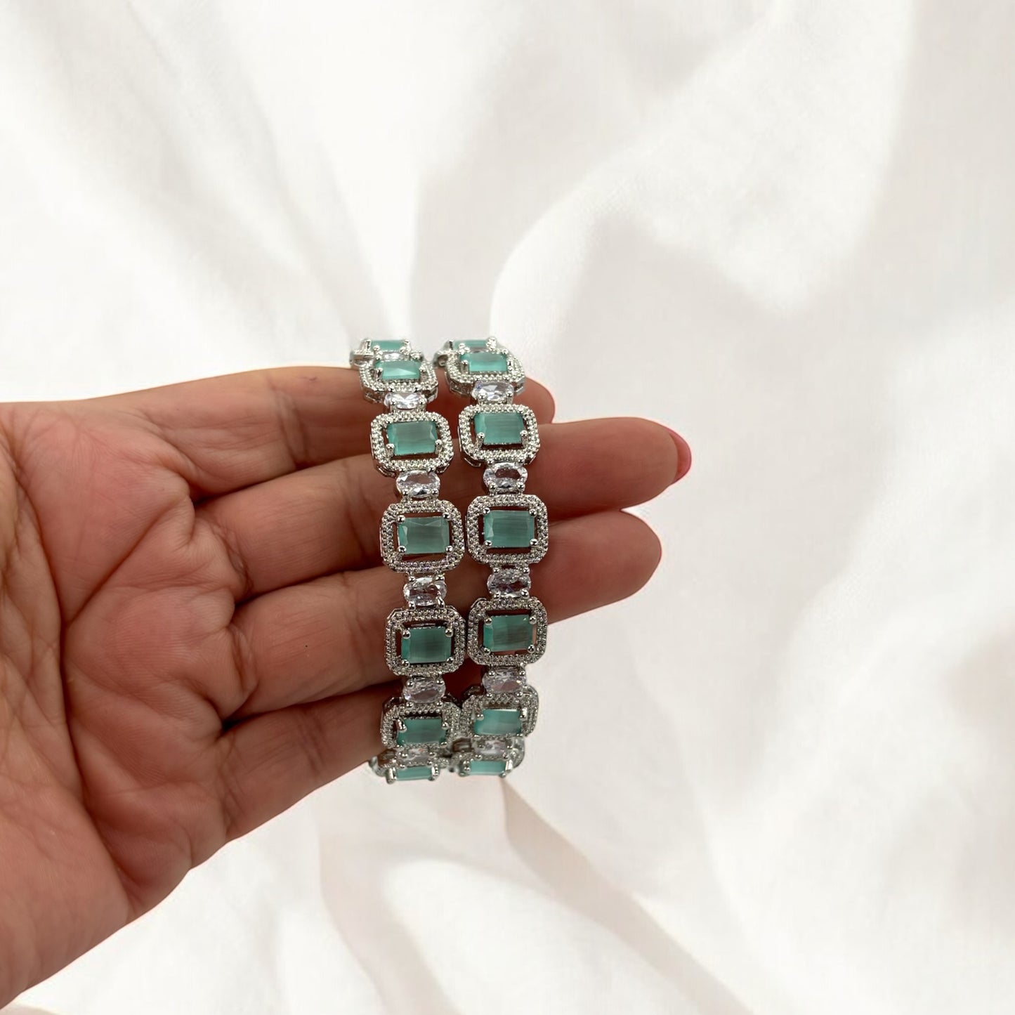 Light pink and light green bangles