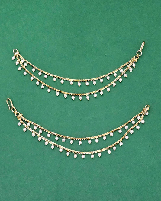 Gold plated moti ear chain