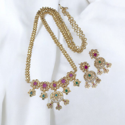 High gold long necklace set
