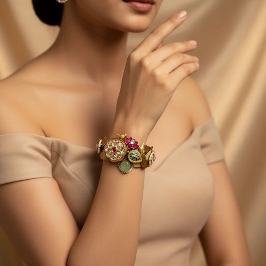Premium pachi kundan bracelet