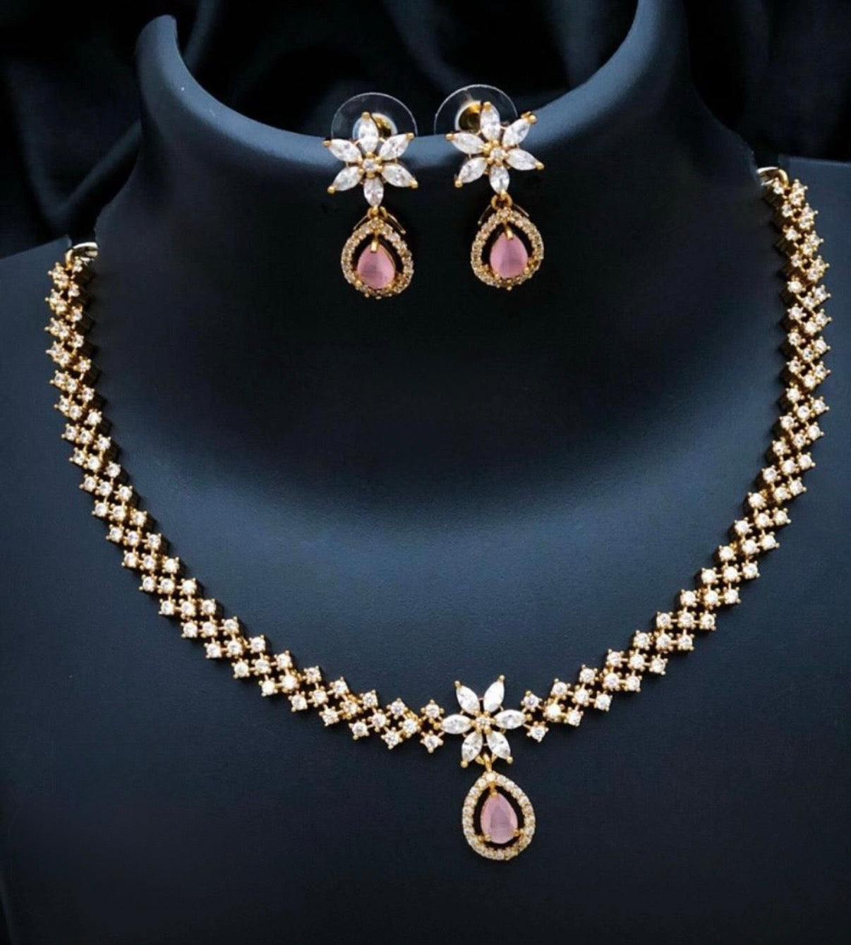 Gold plated American Diamond necklace set
