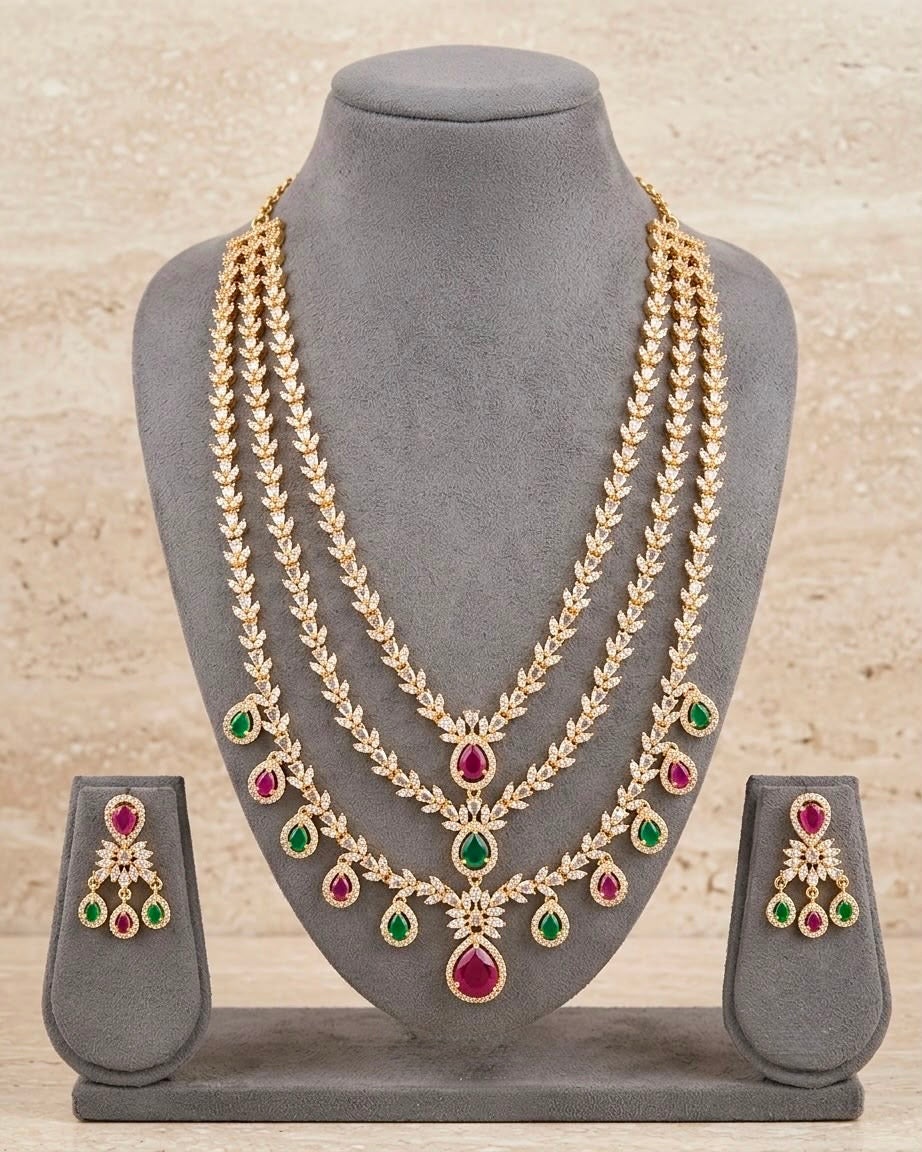 Gold plated 3layers necklace sets