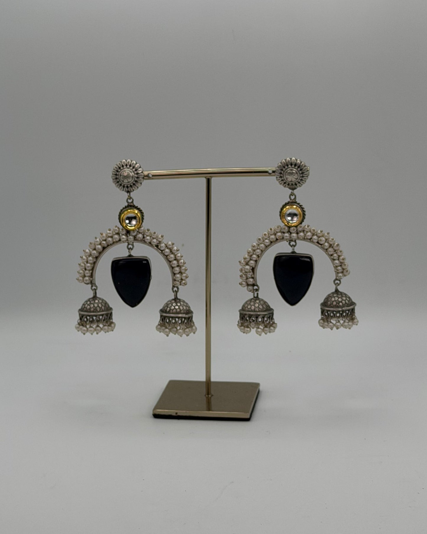 German silver oxidized earrings.