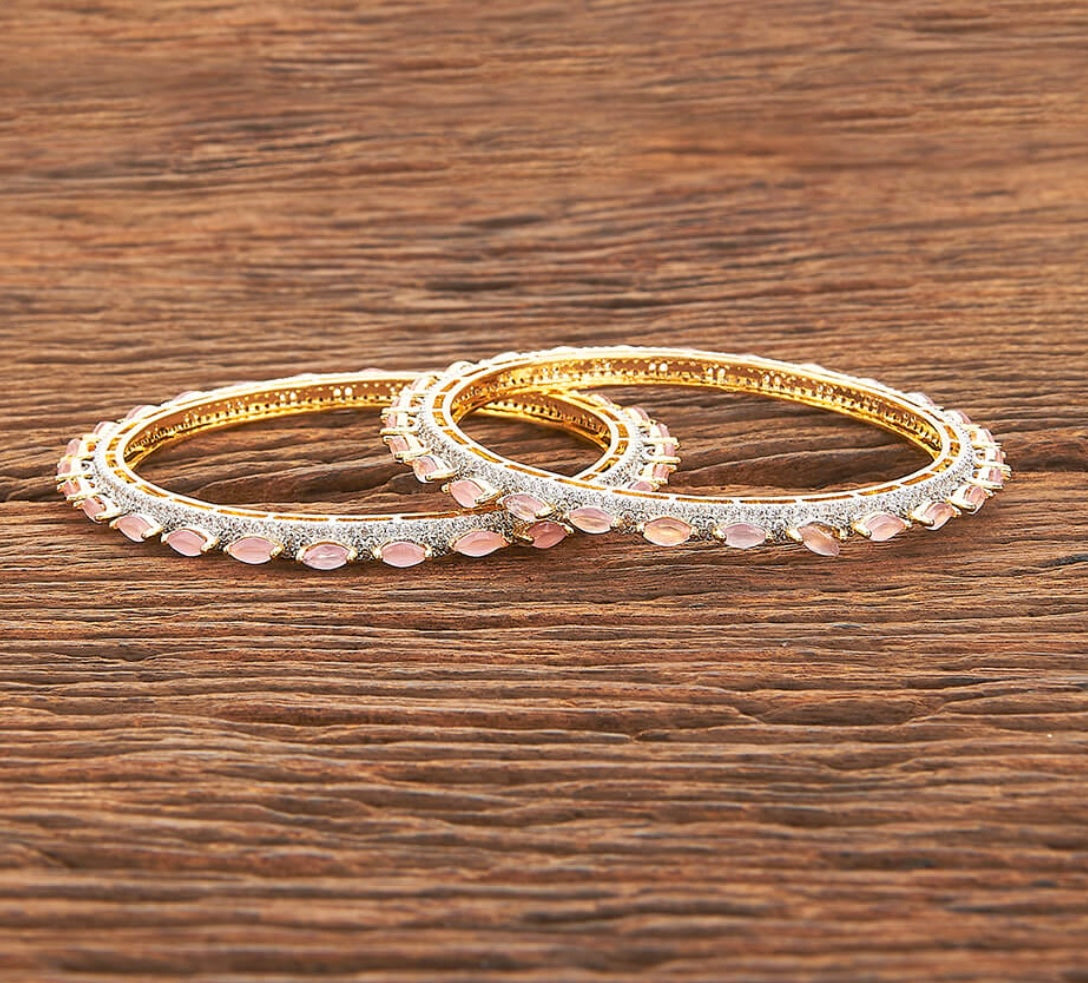 Pink Cz bangles with 2tone plating