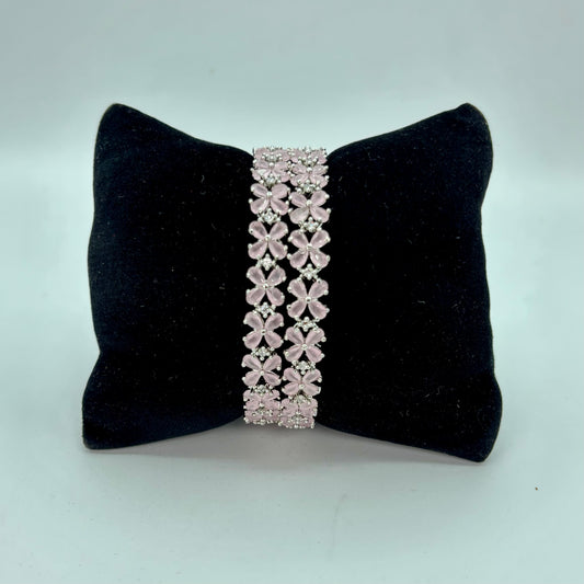 Pink silver AD bangles
