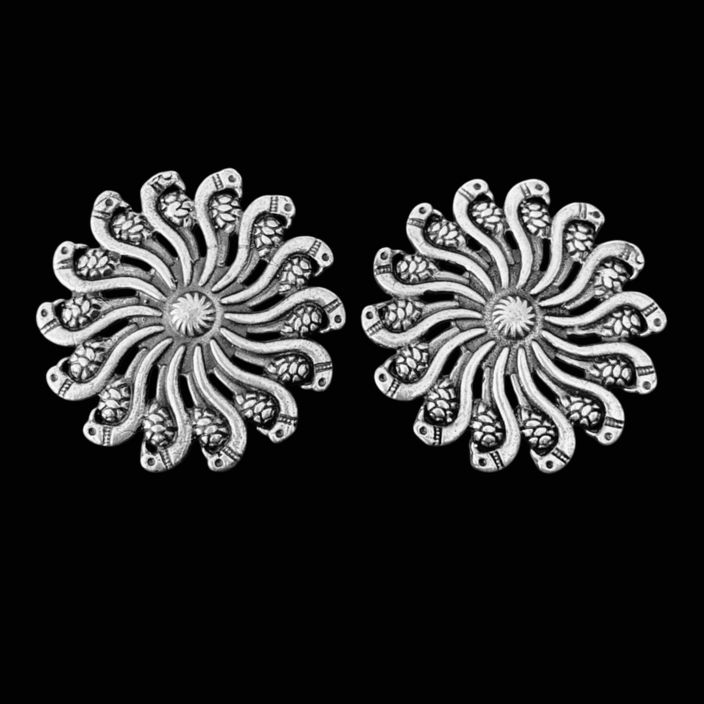 German silver oxidized big studs