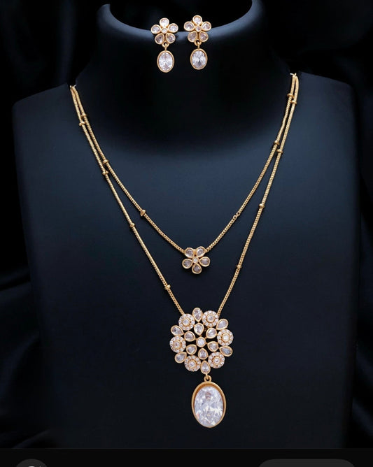 Gold plated American Diamond necklace set