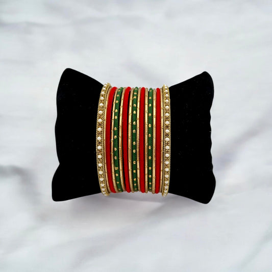 Set of red and green bangles