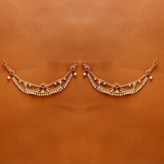 Gold plated moti ear chain