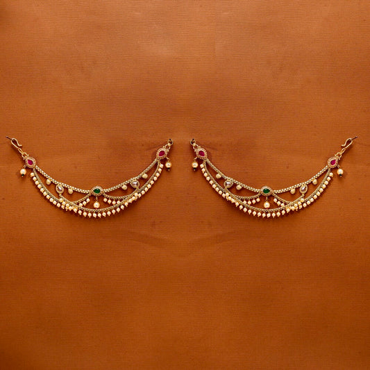 Gold plated moti ear chain
