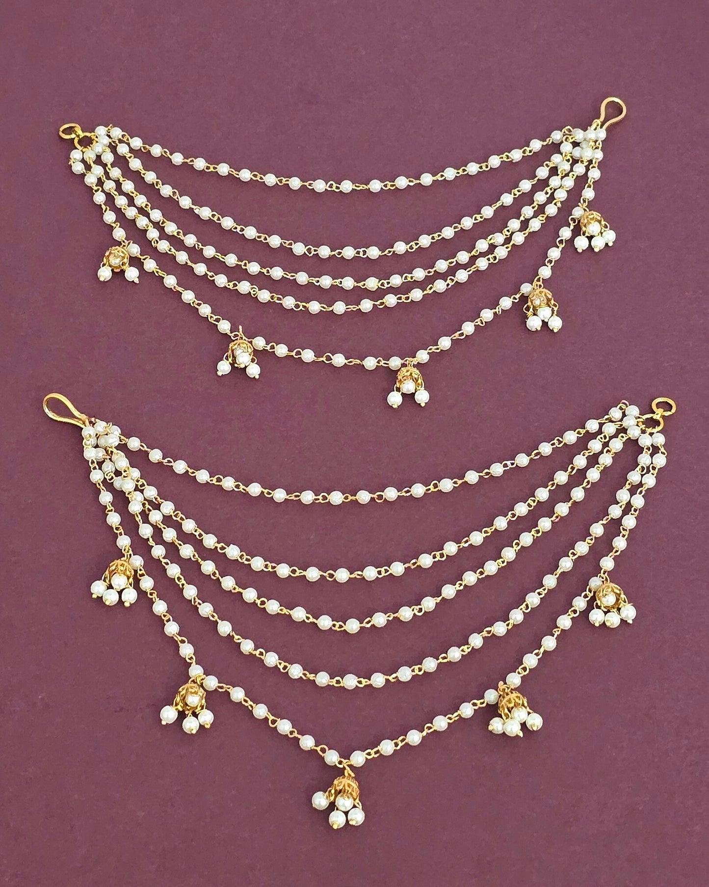 Gold plated 5layers ear chain with bells