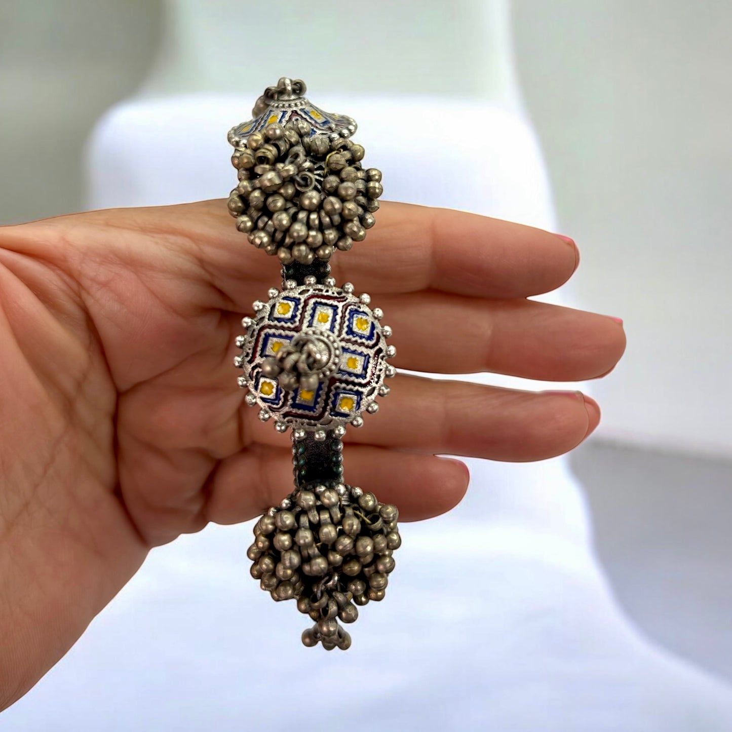 Meenakari silver oxidized openable kadas/bracelet