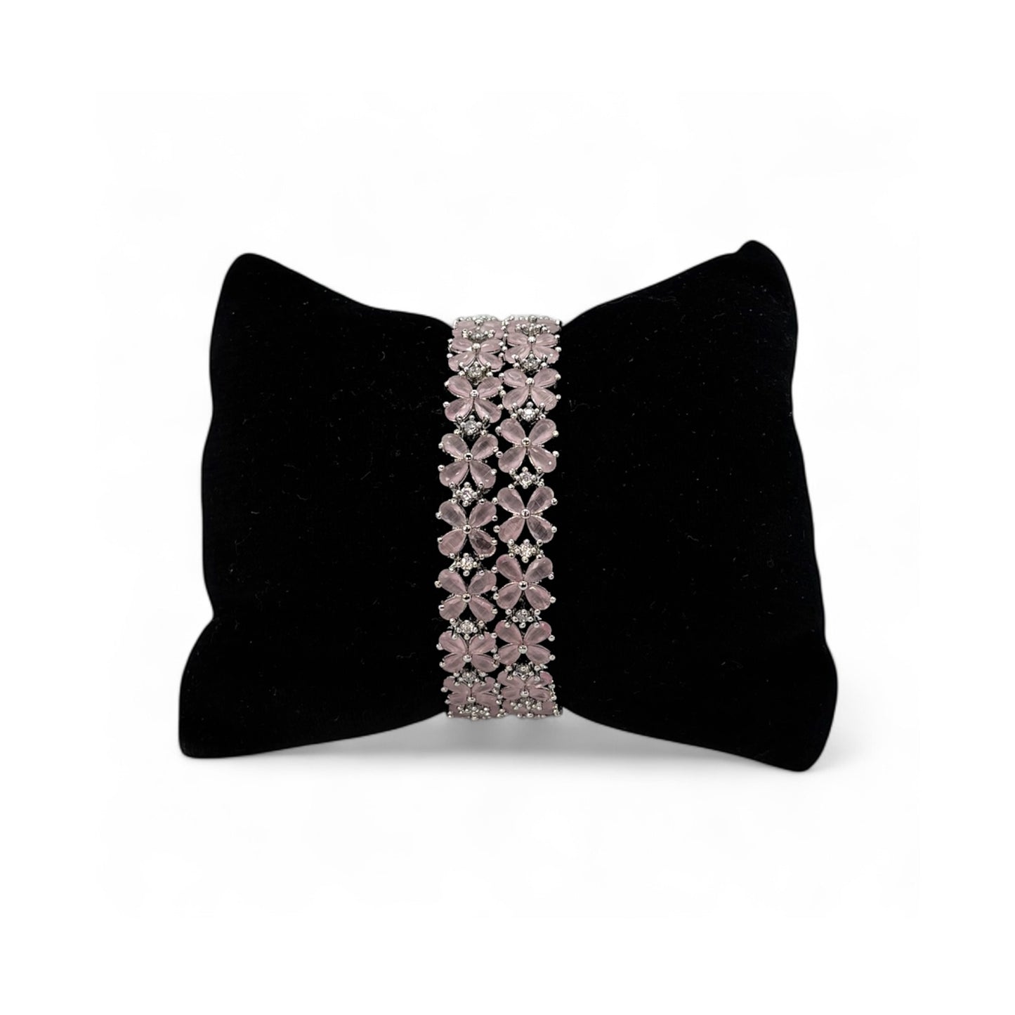 Silver plated pink Cz bangles