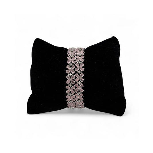 Silver plated pink Cz bangles