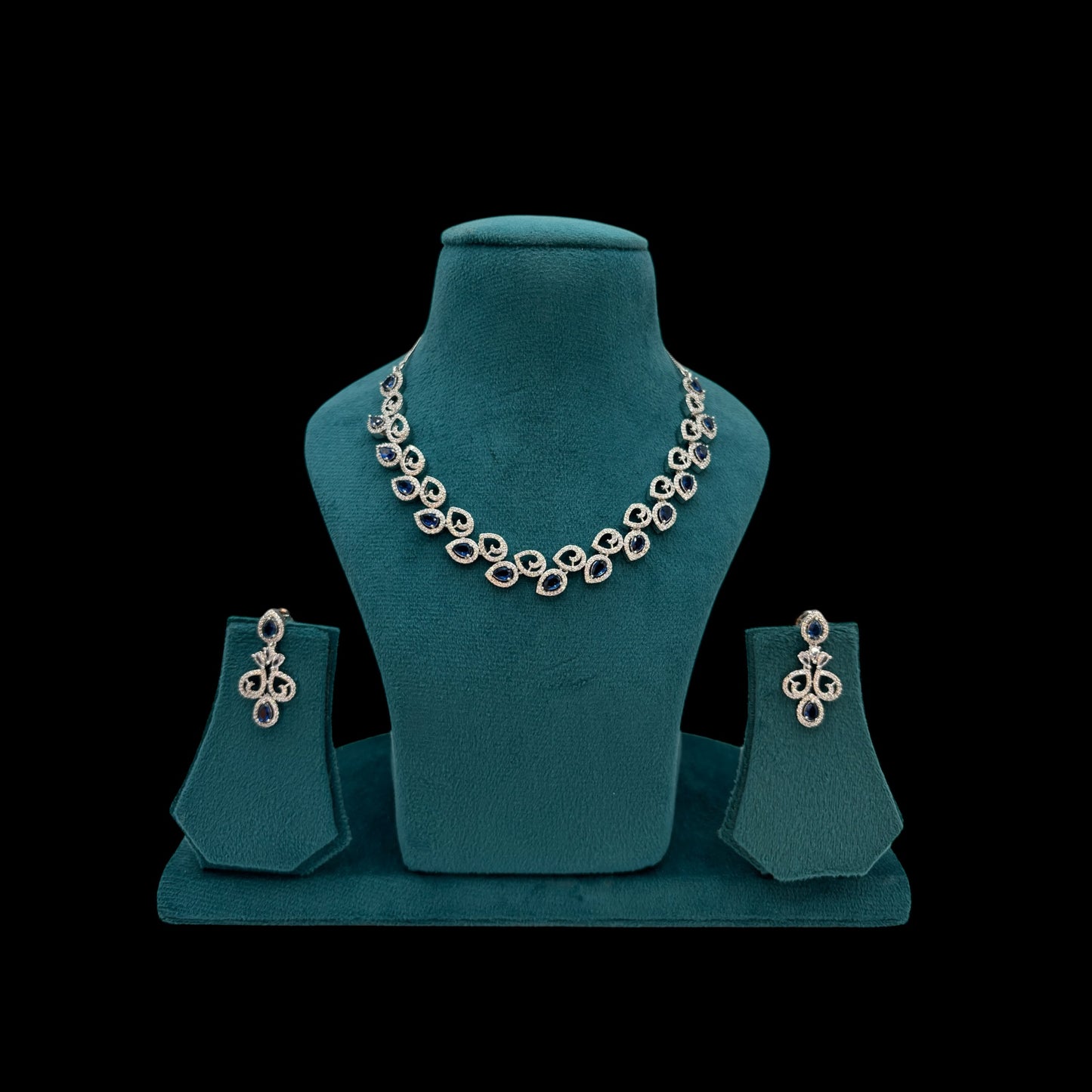 Blue American Diamond necklace set with earrings