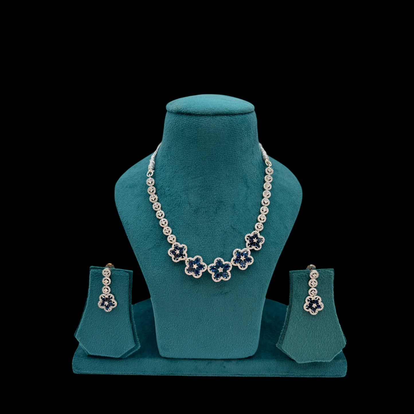 Blue American Diamond necklace set