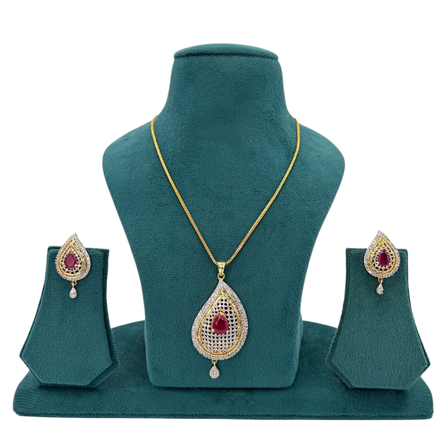 Gold plated Cz pendant set
