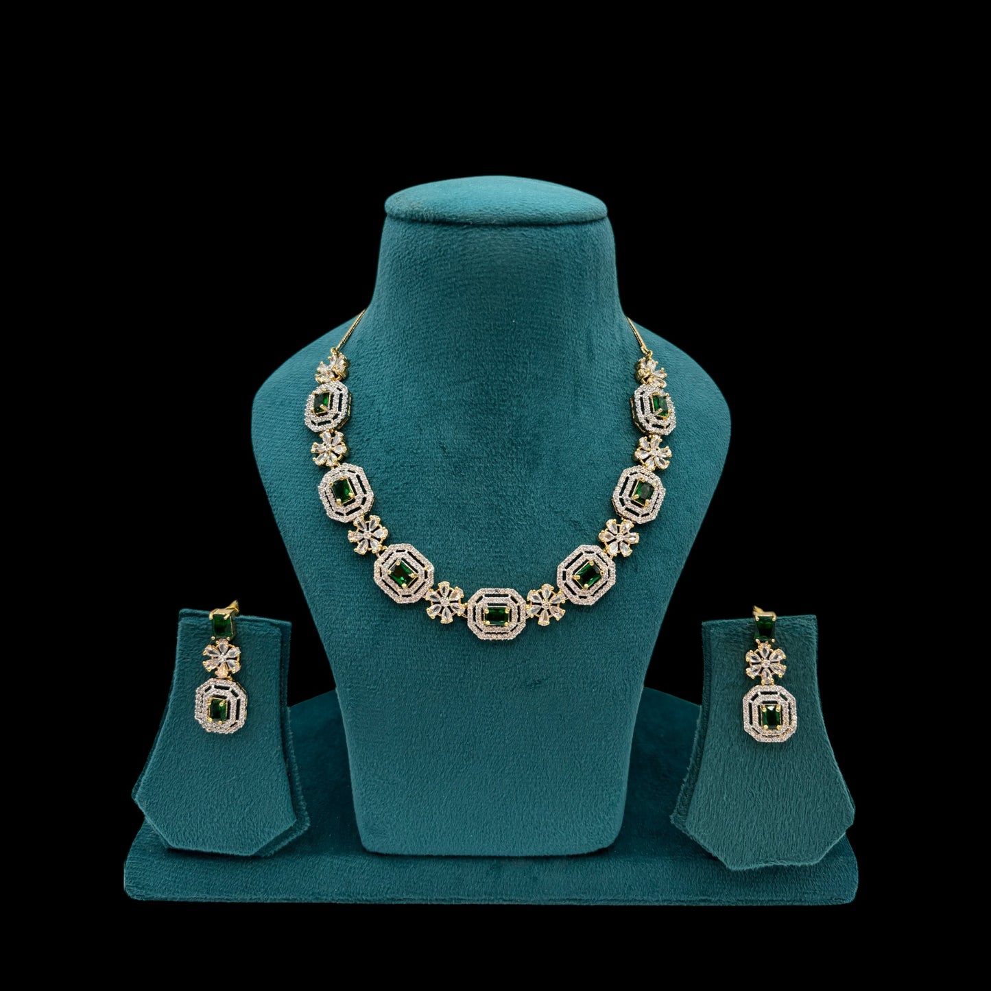 Gold plated American Diamond necklace set